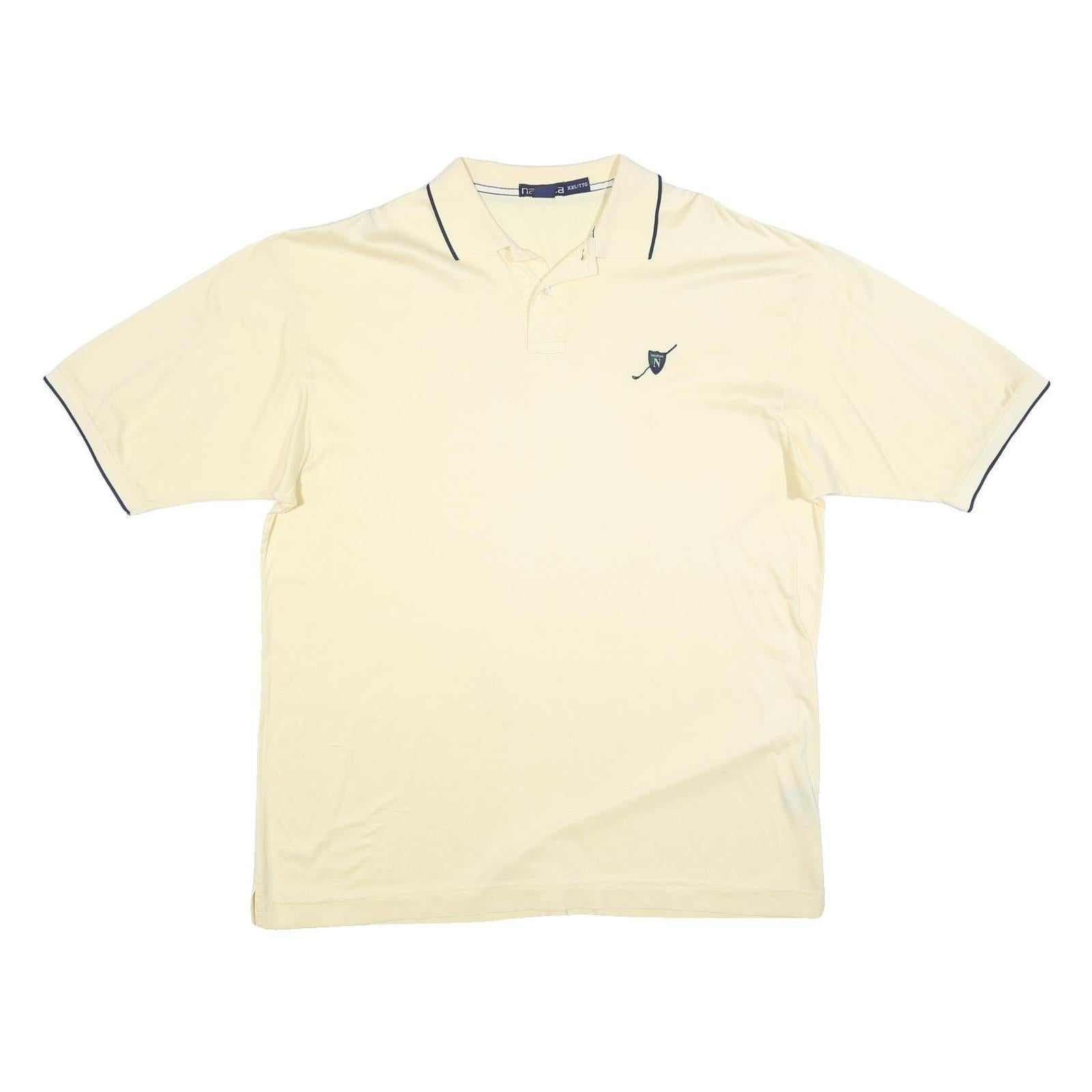 NAUTICA Mens Cream Polo Shirt 2XL Cotton Blend Short Sleeve Plain Classic Fit