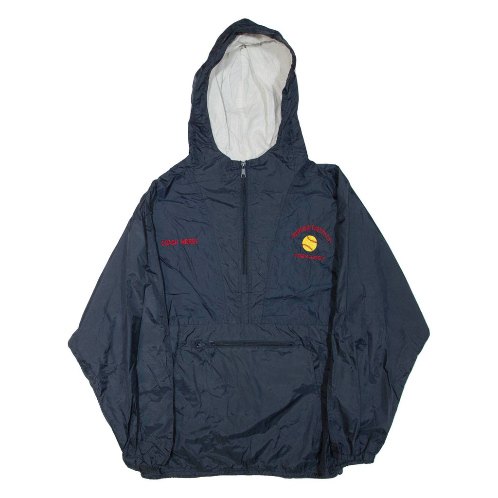 SPORT-TEK Fairview Fastpitch Mens Anorak Jacket Blue Nylon USA Hooded L