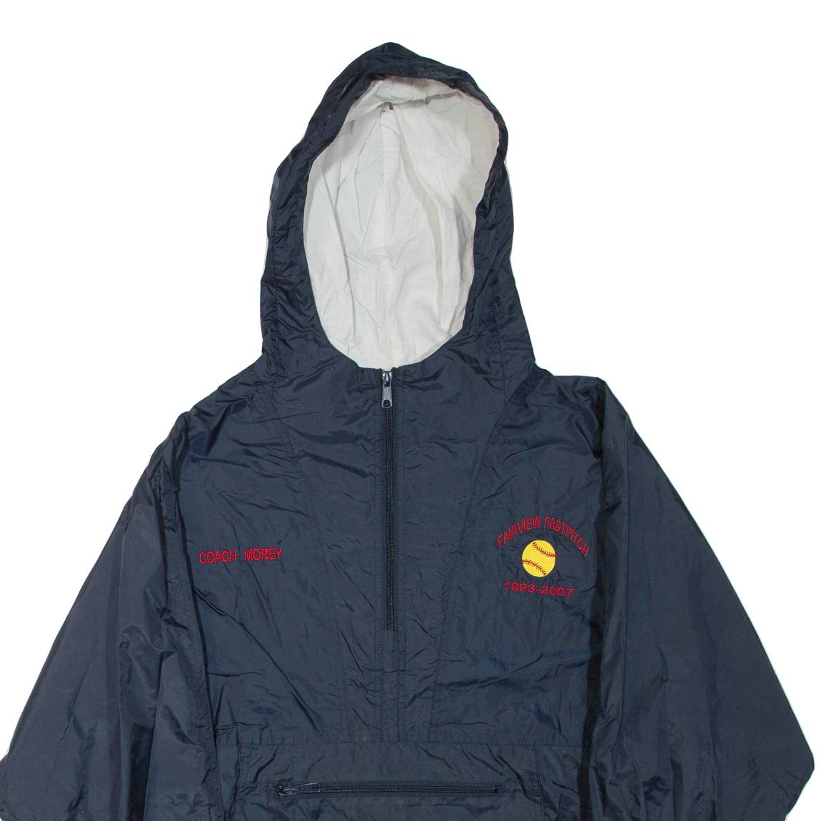 SPORT-TEK Fairview Fastpitch Mens Anorak Jacket Blue Nylon USA Hooded L