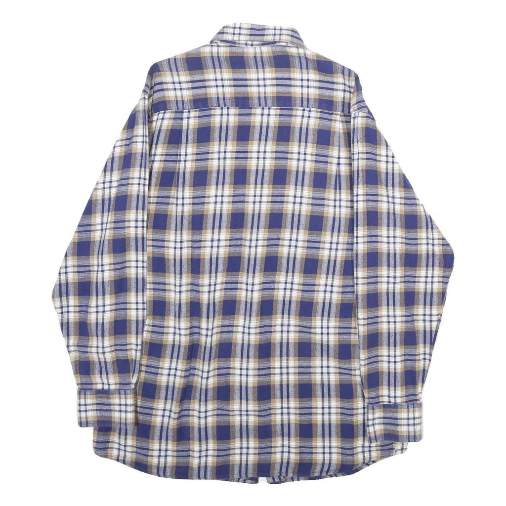 KINGFIELD Mens Blue & Brown Check Shirt M Cotton Long Sleeve Casual