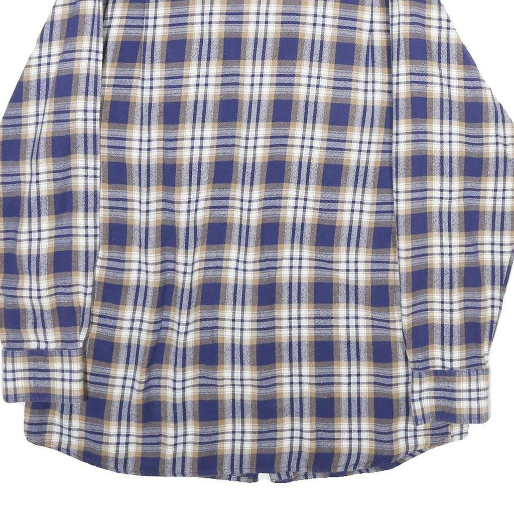 KINGFIELD Mens Blue & Brown Check Shirt M Cotton Long Sleeve Casual