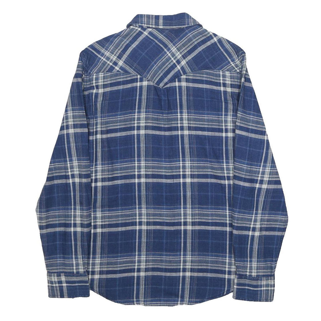LEVI'S Mens Blue & White Plaid Western Shirt S Cotton Long Sleeve Casual