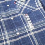 LEVI'S Mens Blue & White Plaid Western Shirt S Cotton Long Sleeve Casual