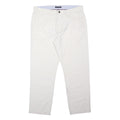 TOMMY HILFIGER Mens Cotton Blend White Regular Straight Trousers W36 L30 Casual