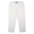 TOMMY HILFIGER Mens Cotton Blend White Regular Straight Trousers W36 L30 Casual