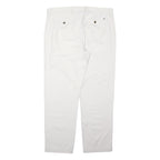 TOMMY HILFIGER Mens Cotton Blend White Regular Straight Trousers W36 L30 Casual