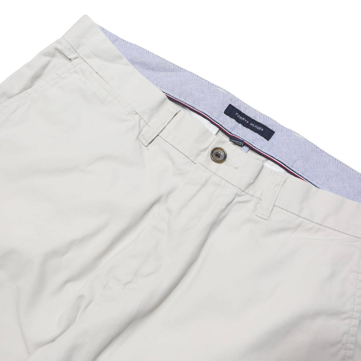 TOMMY HILFIGER Mens Cotton Blend White Regular Straight Trousers W36 L30 Casual
