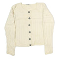 CARRAIGDON Womens Cream Heavy Knit Jumper Button Up Cable Knit S Wool Classic
