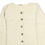 CARRAIGDON Womens Cream Heavy Knit Jumper Button Up Cable Knit S Wool Classic