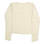 CARRAIGDON Womens Cream Heavy Knit Jumper Button Up Cable Knit S Wool Classic