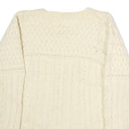 CARRAIGDON Womens Cream Heavy Knit Jumper Button Up Cable Knit S Wool Classic