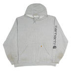 CARHARTT Mens Grey Hoodie 2XL Logo Print Cotton Pullover Sweatshirt