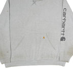 CARHARTT Mens Grey Hoodie 2XL Logo Print Cotton Pullover Sweatshirt