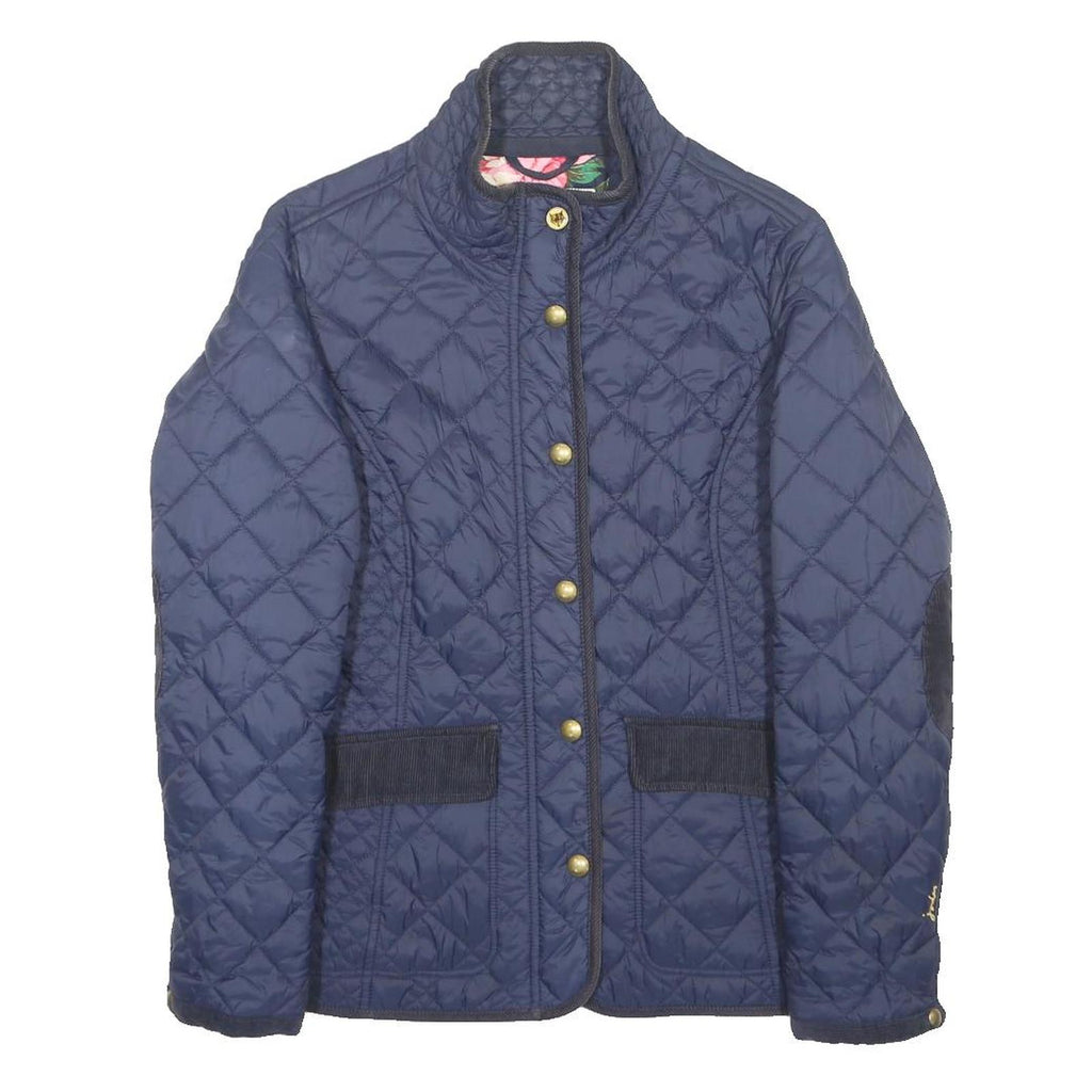 JOULES Womens Navy Quilted Jacket UK 16 Polyester Zip Classic Fit Durable