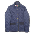 JOULES Womens Navy Quilted Jacket UK 16 Polyester Zip Classic Fit Durable