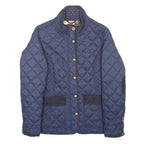 JOULES Womens Navy Quilted Jacket UK 16 Polyester Zip Classic Fit Durable