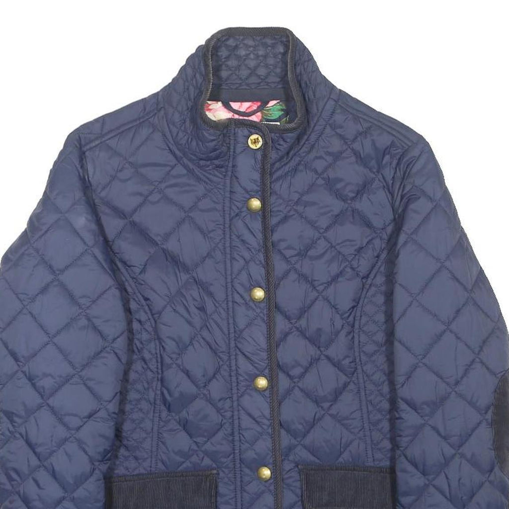 JOULES Womens Navy Quilted Jacket UK 16 Polyester Zip Classic Fit Durable