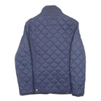 JOULES Womens Navy Quilted Jacket UK 16 Polyester Zip Classic Fit Durable