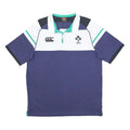 CANTERBURY Mens Navy Blue White Green IRFU Cotton Blend Polo Shirt M Short