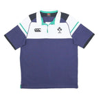 CANTERBURY Mens Navy Blue White Green IRFU Cotton Blend Polo Shirt M Short