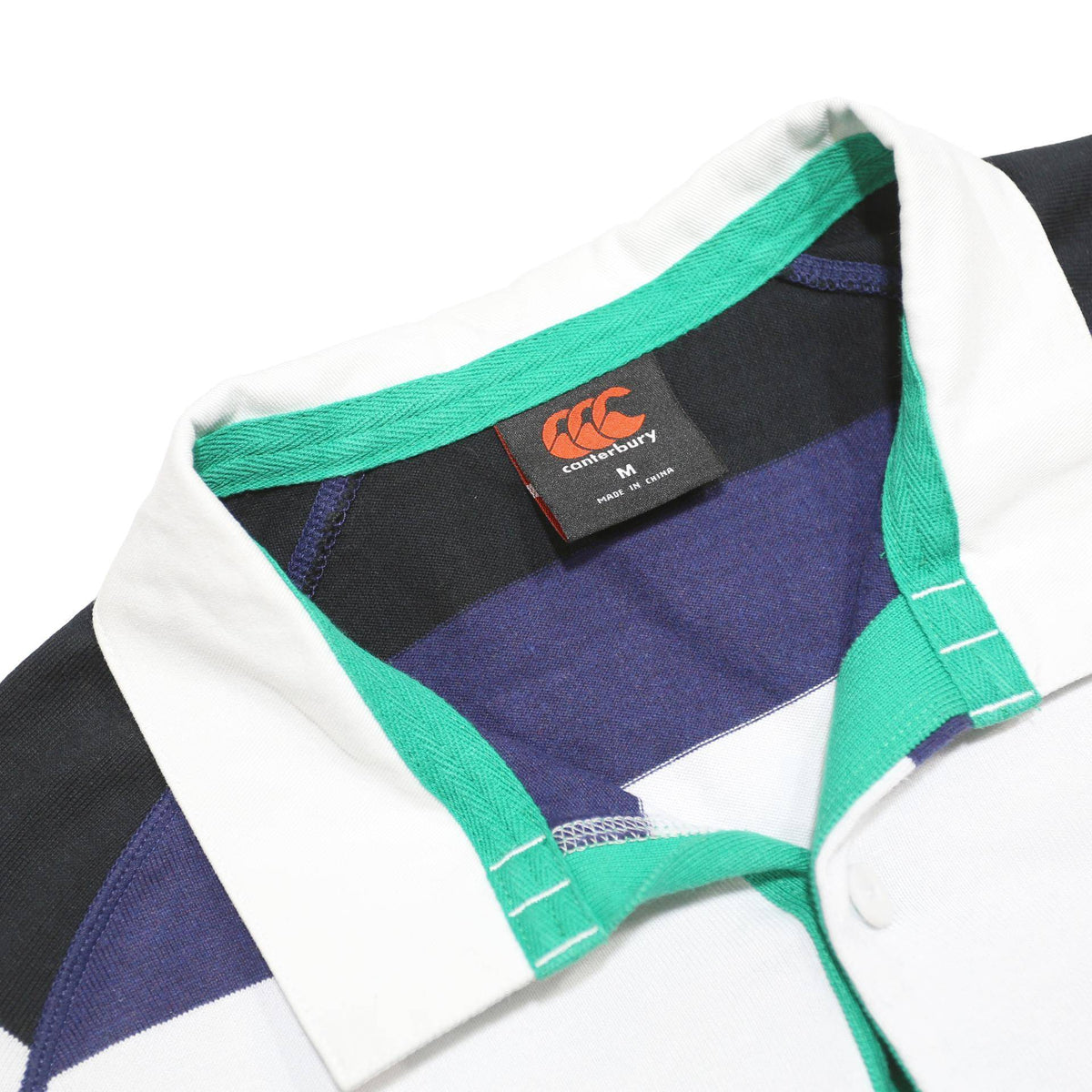 CANTERBURY Mens Navy Blue White Green IRFU Cotton Blend Polo Shirt M Short
