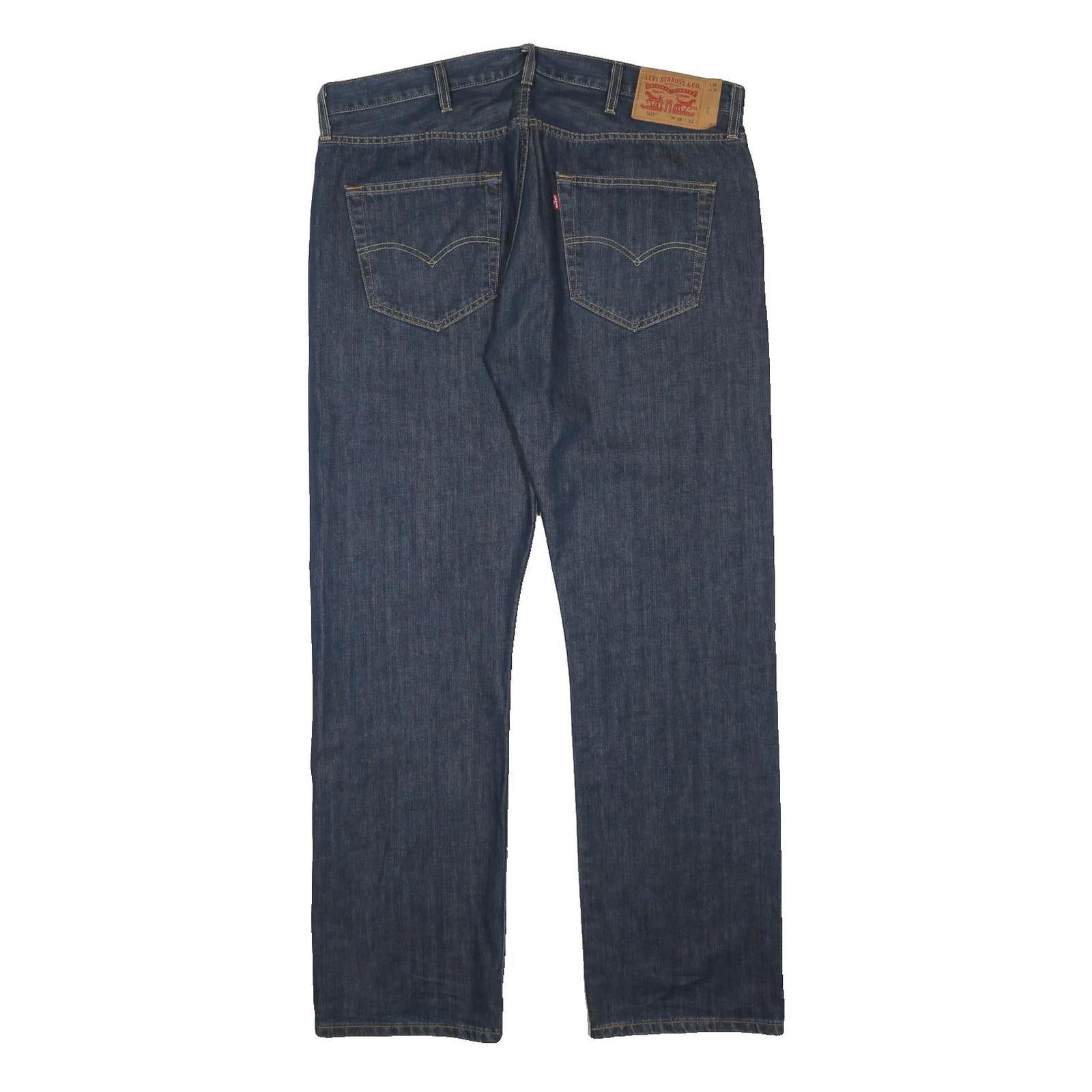 LEVI'S 501 Mens Jeans Blue Regular Straight Denim Dark W40 L32 Classic Button
