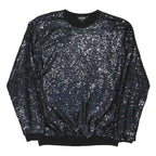 JADED Womens Black Sequin Crew Neck L Sparkly Evening Sweatshirt