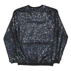 JADED Womens Black Sequin Crew Neck L Sparkly Evening Sweatshirt