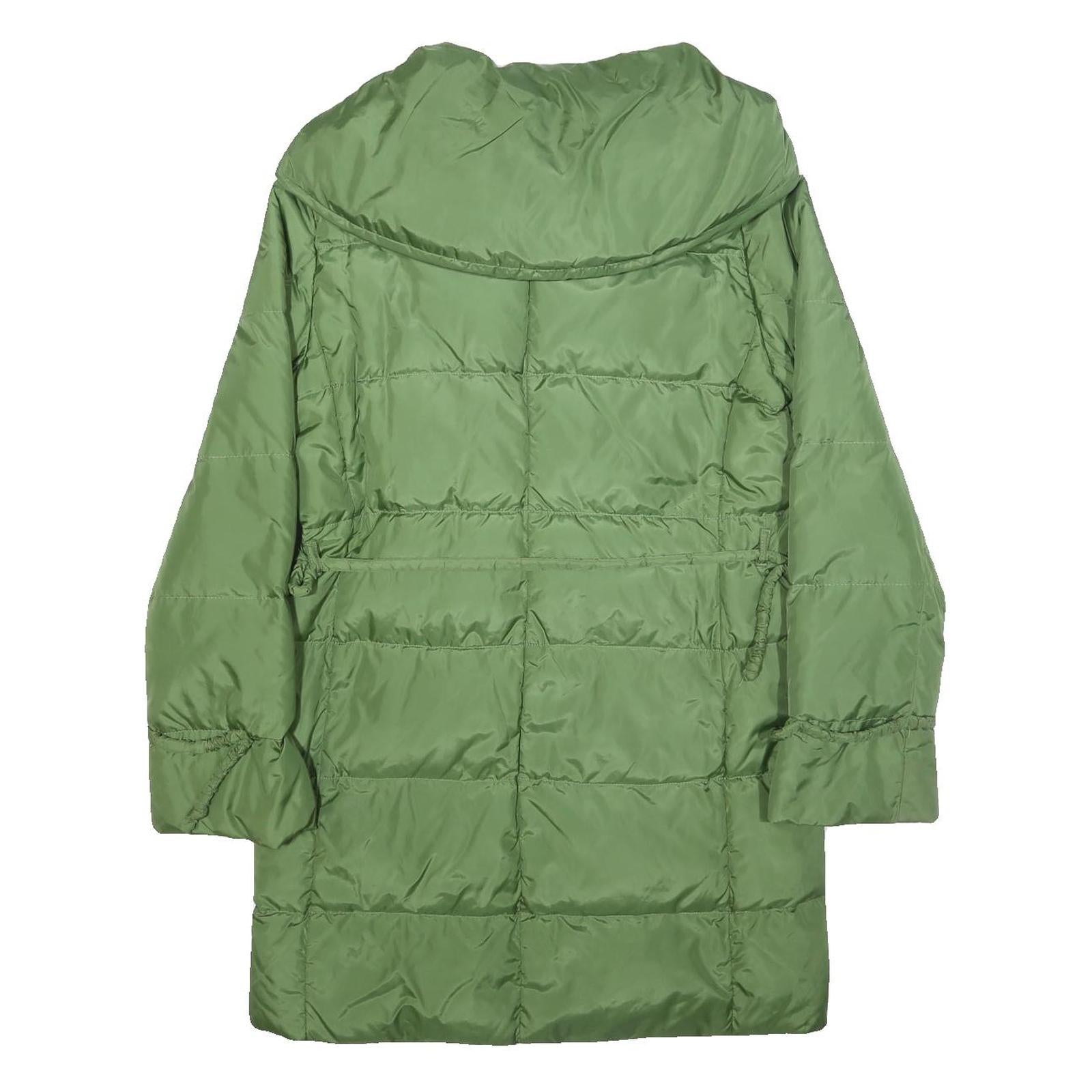 MARELLA Womens Green Nylon Quilted Jacket UK 10 Zip Closure Long Sleeve Warm