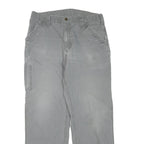 CARHARTT Mens Regular Fit Grey Cotton Blend Trousers W36 L31 Workwear Zip