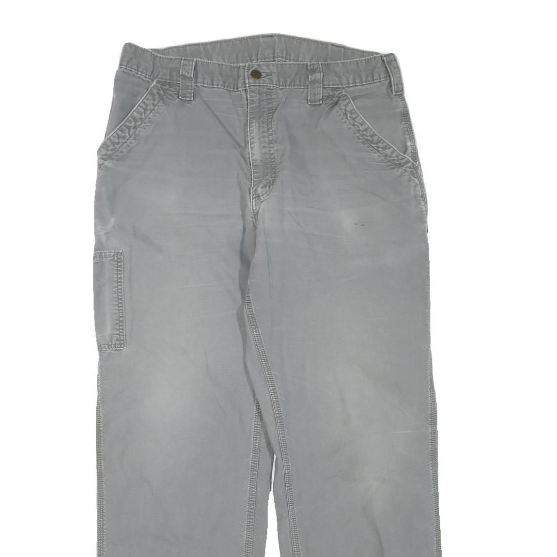 CARHARTT Mens Regular Fit Grey Cotton Blend Trousers W36 L31 Workwear Zip