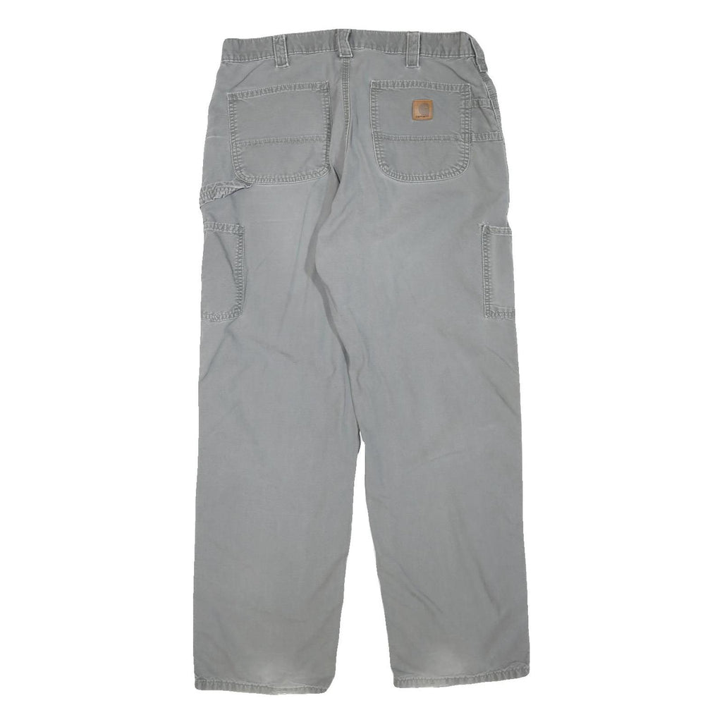 CARHARTT Mens Regular Fit Grey Cotton Blend Trousers W36 L31 Workwear Zip