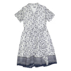 LAURA ASHLEY Womens White & Navy Floral Cotton Blend Day Dress Short Sleeve UK