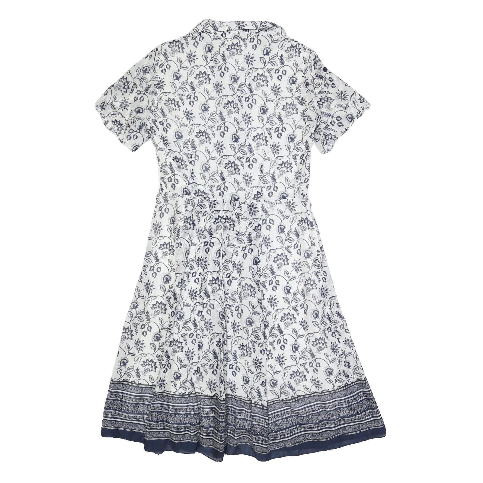 LAURA ASHLEY Womens White & Navy Floral Cotton Blend Day Dress Short Sleeve UK