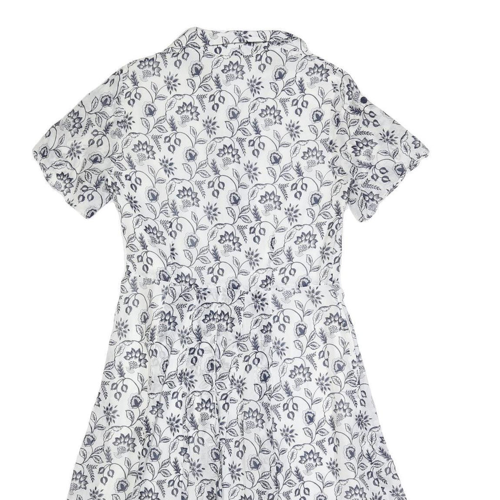 LAURA ASHLEY Womens White & Navy Floral Cotton Blend Day Dress Short Sleeve UK