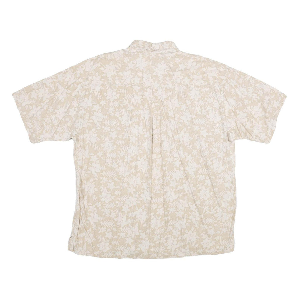 IZOD Mens Beige Floral Cotton Shirt XL Summer Casual Lightweight