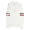 GUESS Womens White & Red Logo Patterned Pullover Jumper Crew Neck Rib Knit XS