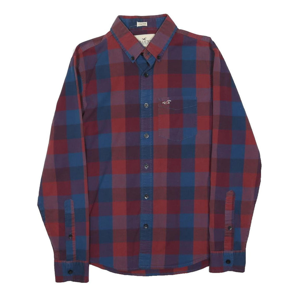 HOLLISTER Mens Red & Blue Check Shirt S Casual Cotton Blend Button-Down