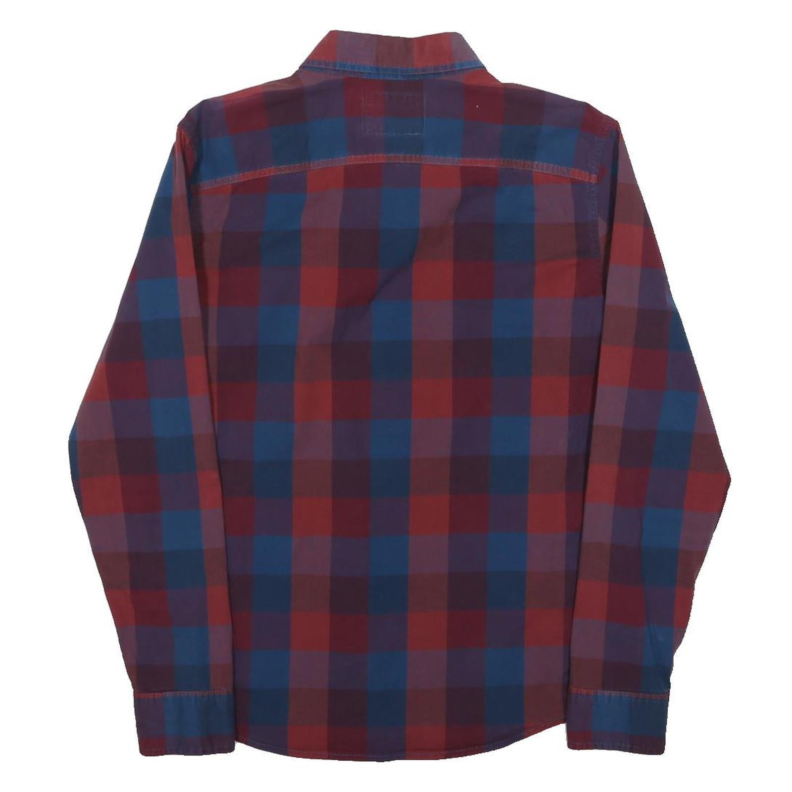 HOLLISTER Mens Red & Blue Check Shirt S Casual Cotton Blend Button-Down