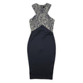 AX Womens Navy & Cream Bodycon Woven Floral Midi Dress UK 10 Elegant Evening