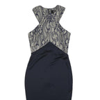 AX Womens Navy & Cream Bodycon Woven Floral Midi Dress UK 10 Elegant Evening