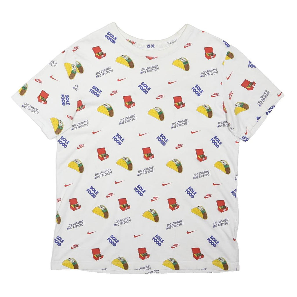 NIKE Sole Food "Taco" Mens White Graphic T-Shirt M Short Sleeve All-Over-Print