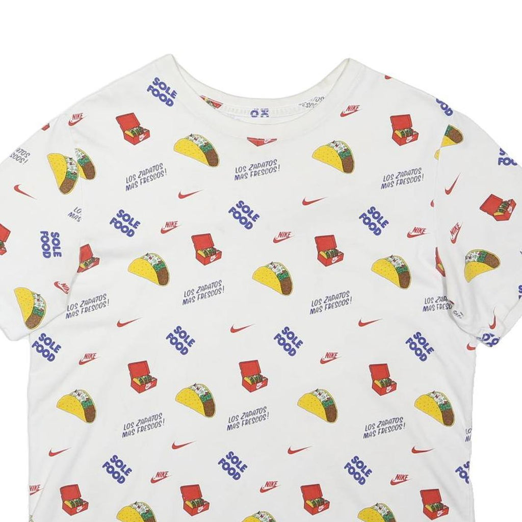 NIKE Sole Food "Taco" Mens White Graphic T-Shirt M Short Sleeve All-Over-Print