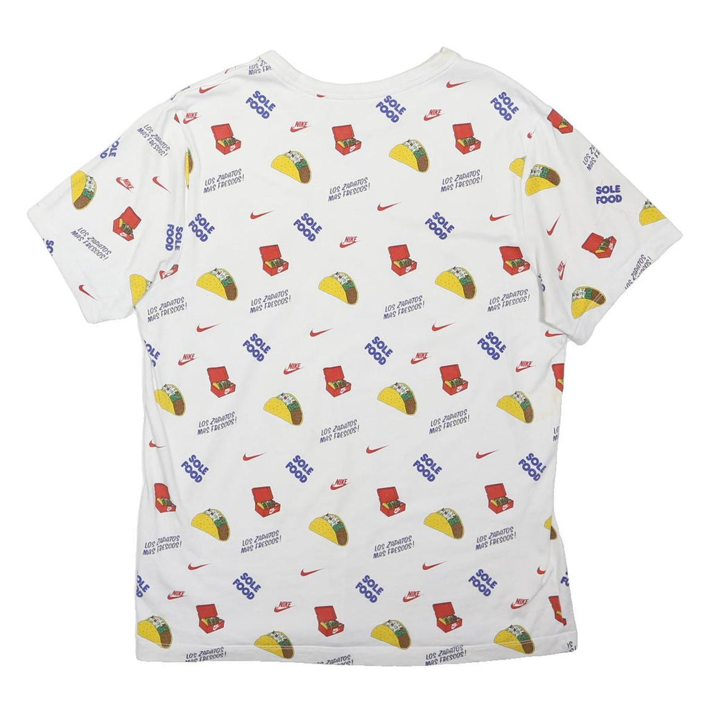NIKE Sole Food "Taco" Mens White Graphic T-Shirt M Short Sleeve All-Over-Print