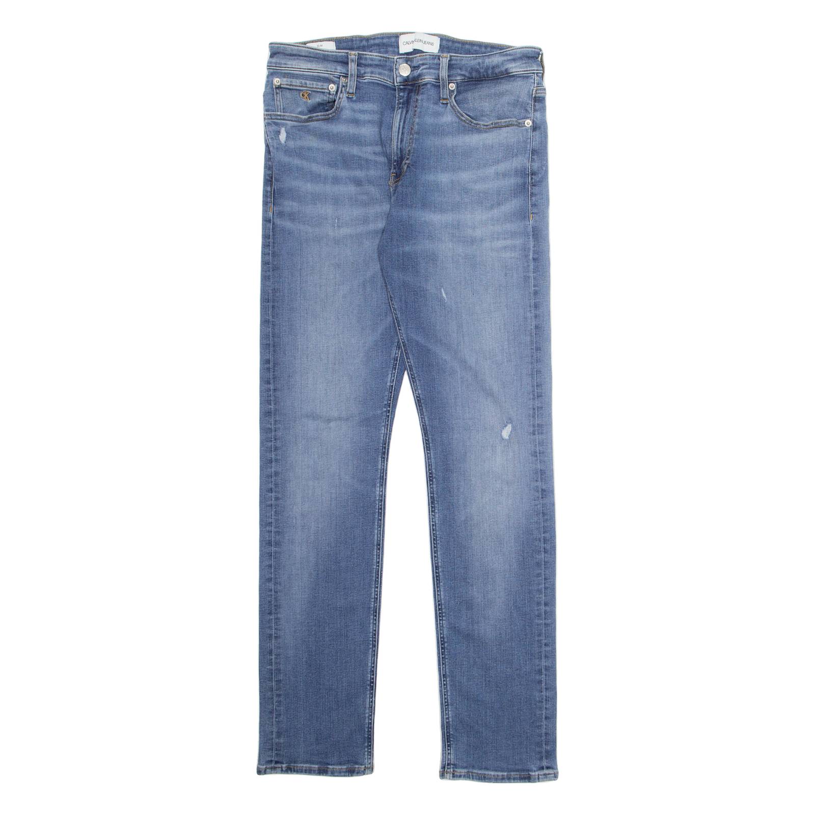 CALVIN KLEIN JEANS Womens Jeans Blue Regular Tapered Stone Wash W32 L32
