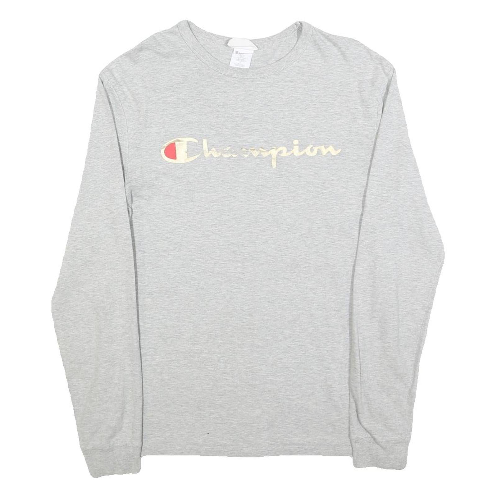 CHAMPION Womens Grey Long Sleeve Crew Neck Cotton Blend T-Shirt M