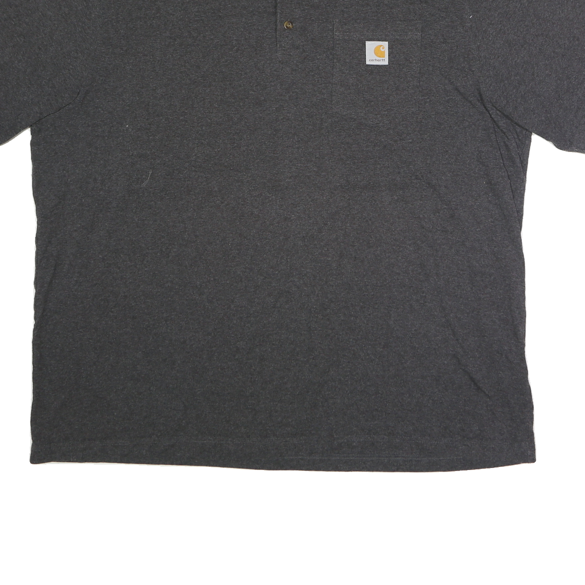 CARHARTT Mens Grey Henley T-Shirt 2XL Short Sleeve Button Neck Casual Workwear