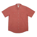 LL BEAN Mens Red Cotton Casual Shirt M Short Sleeve Button Pockets