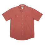 LL BEAN Mens Red Cotton Casual Shirt M Short Sleeve Button Pockets