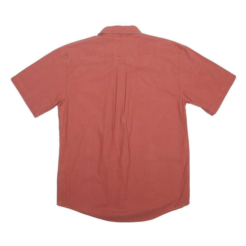 LL BEAN Mens Red Cotton Casual Shirt M Short Sleeve Button Pockets